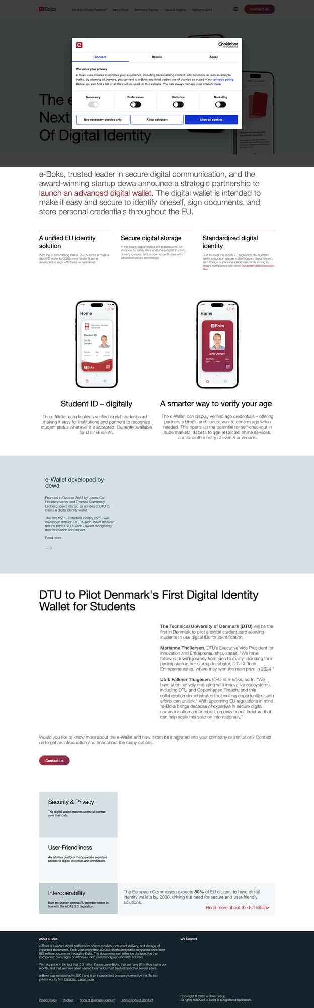 e-Boks Digital Wallet Landing Page